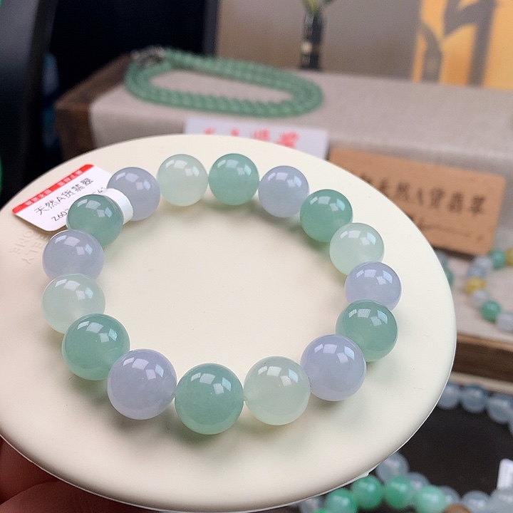 翡翠未镶嵌手链冰润马卡龙