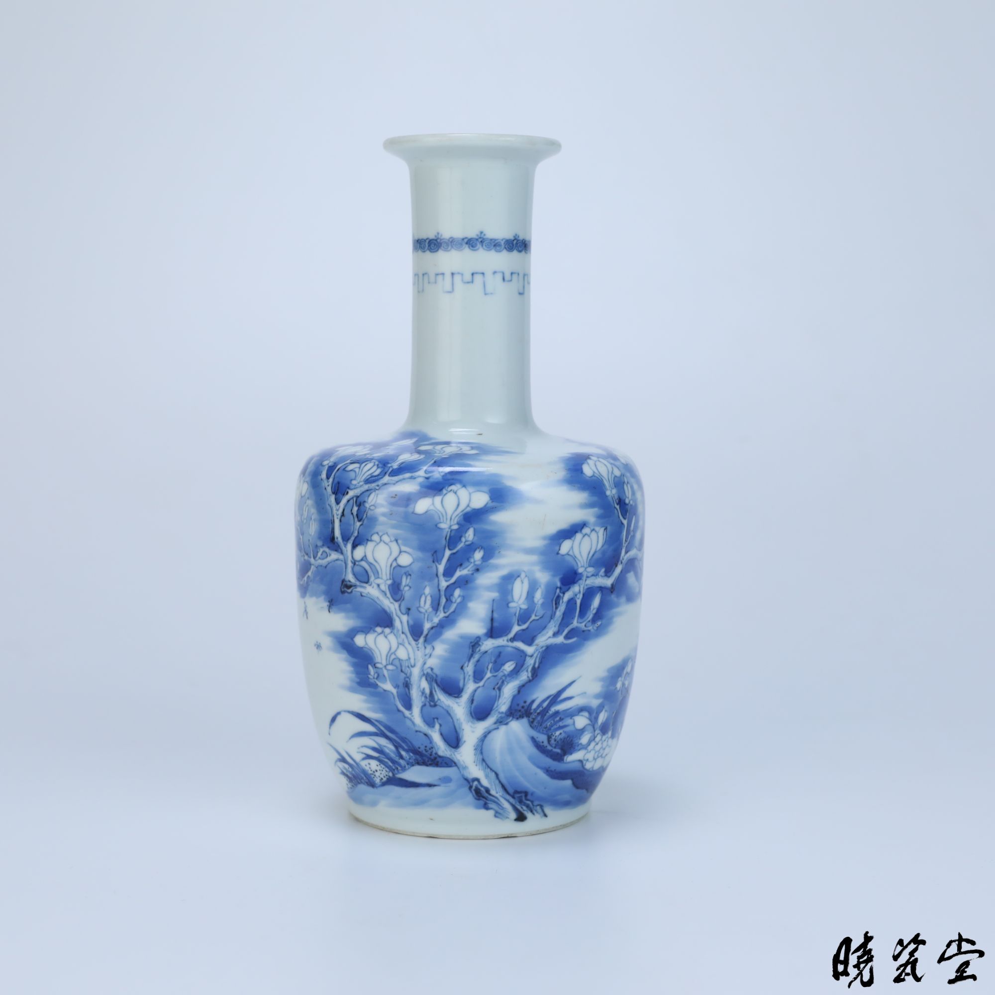 【晓瓷堂】清康熙 青花玉兰花花卉纹纸槌瓶 QT250683
