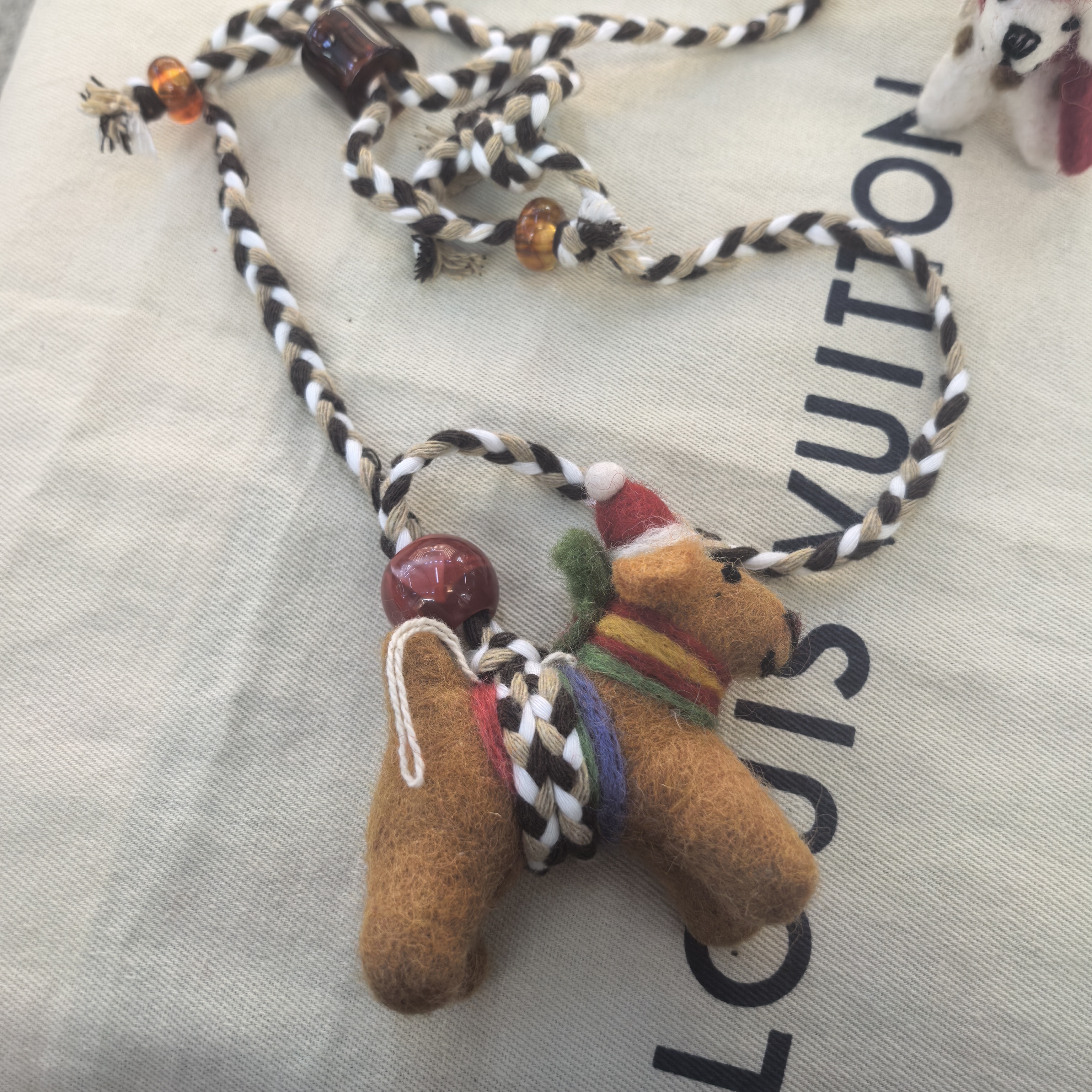 非金属布艺项链 B722咖色毛毡狗狗编绳项链