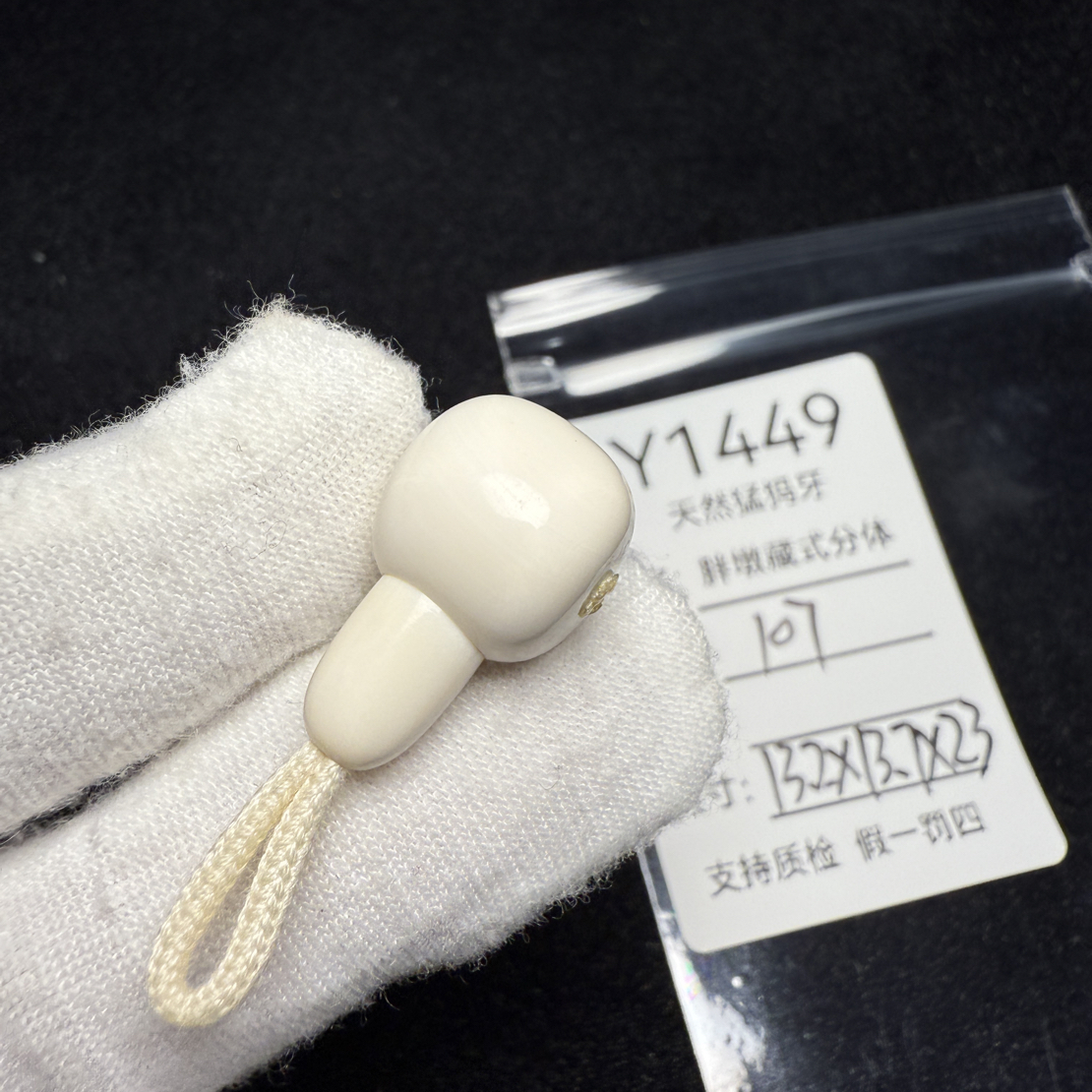 Y1449天然猛犸象牙藏式分体三通胖墩分体13.2*13.7*23mm冰料