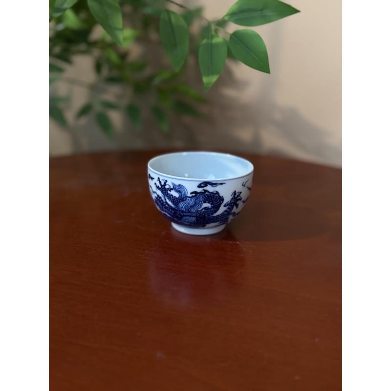 A982【景墨春风】景德镇手工手绘青花龙纹罗汉杯80ml
