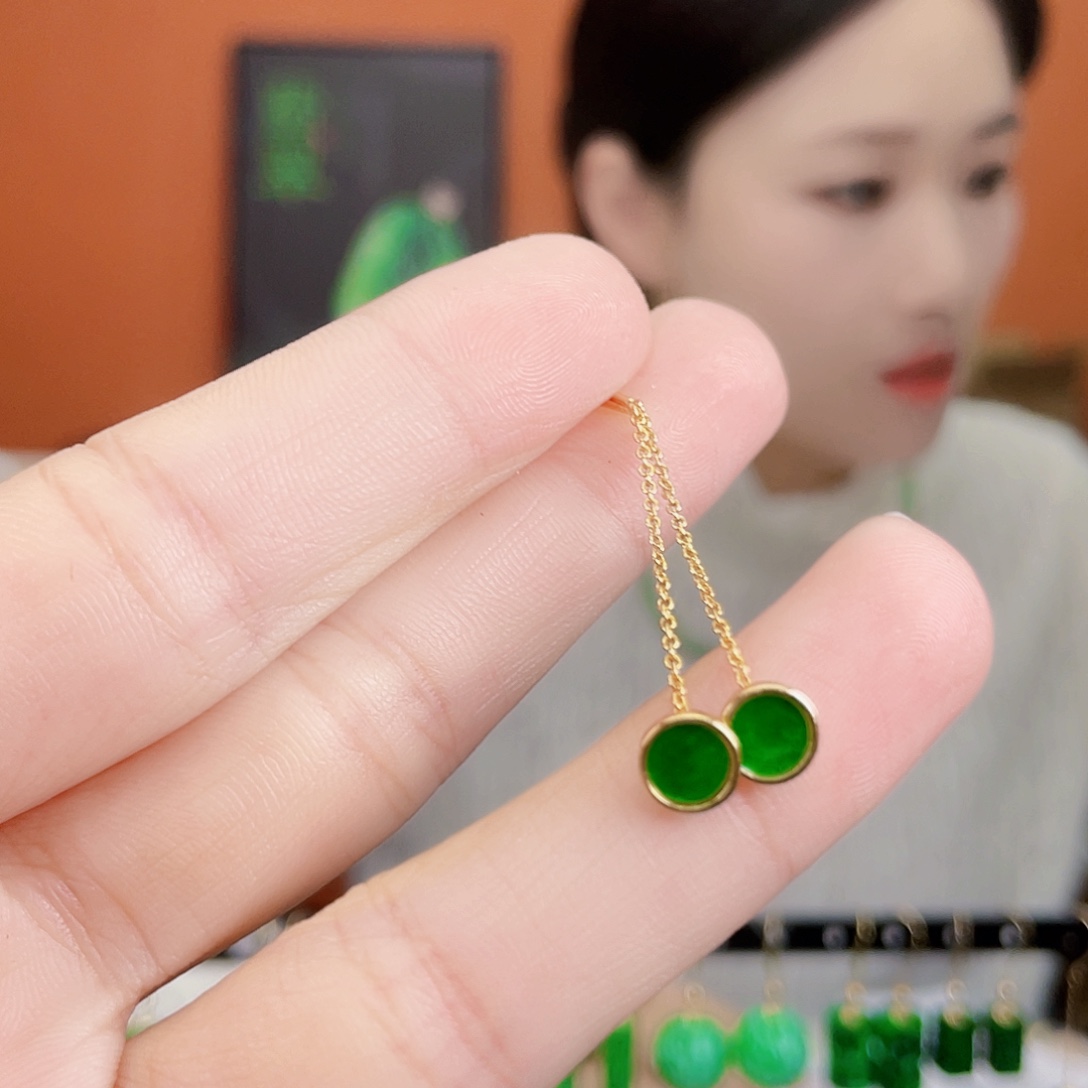 翡翠银S925镶嵌耳饰