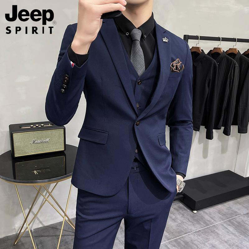 JEEP吉普2025秋冬新西装套装修身休闲商务大码工英伦正装西服结婚