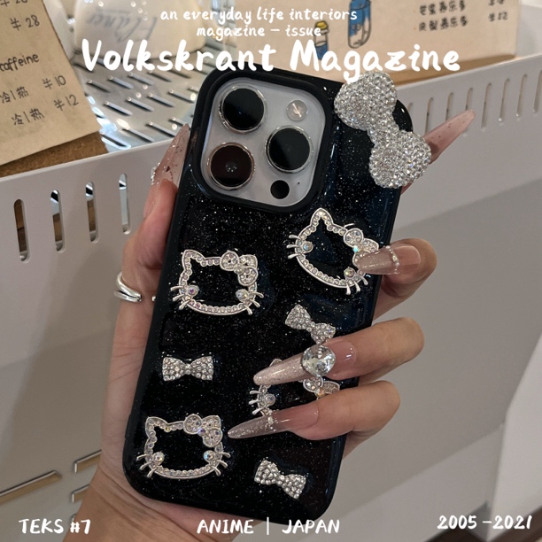 闪钻kitty手机壳适用苹果16手机壳华为荣耀软壳小米滴胶vivo oppo