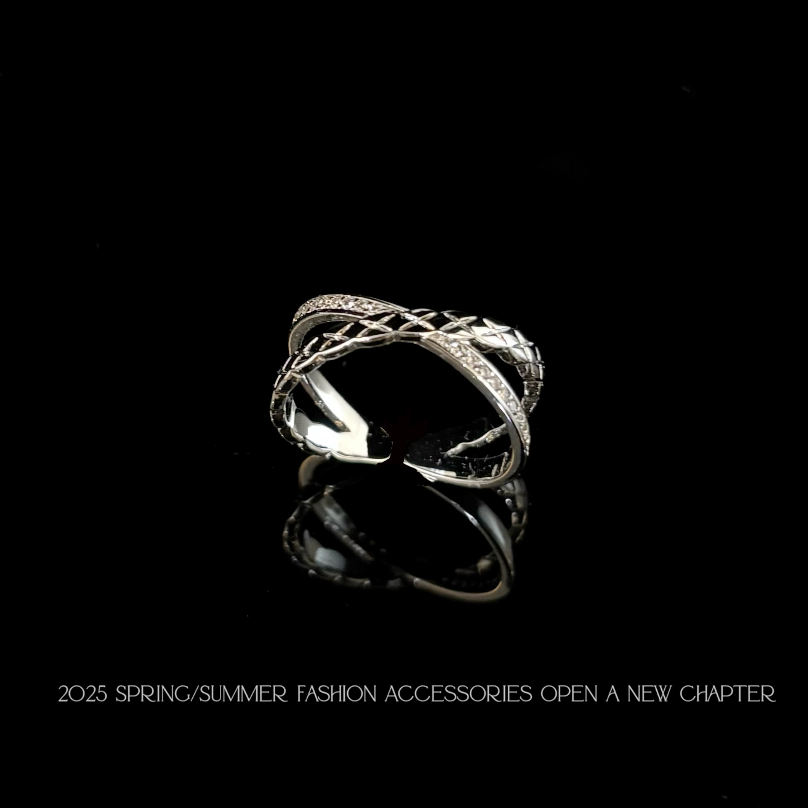 铜合金戒指 镀K金 2025款C2464【菱纹交叉】BOBAOLI 戒指