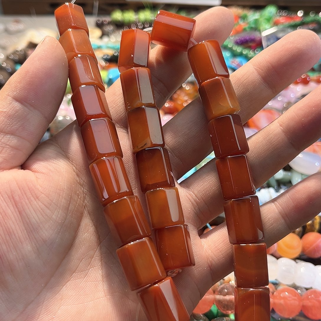 玛瑙/玉髓合金珠宝半成品玛瑙刻面一条13x15mm