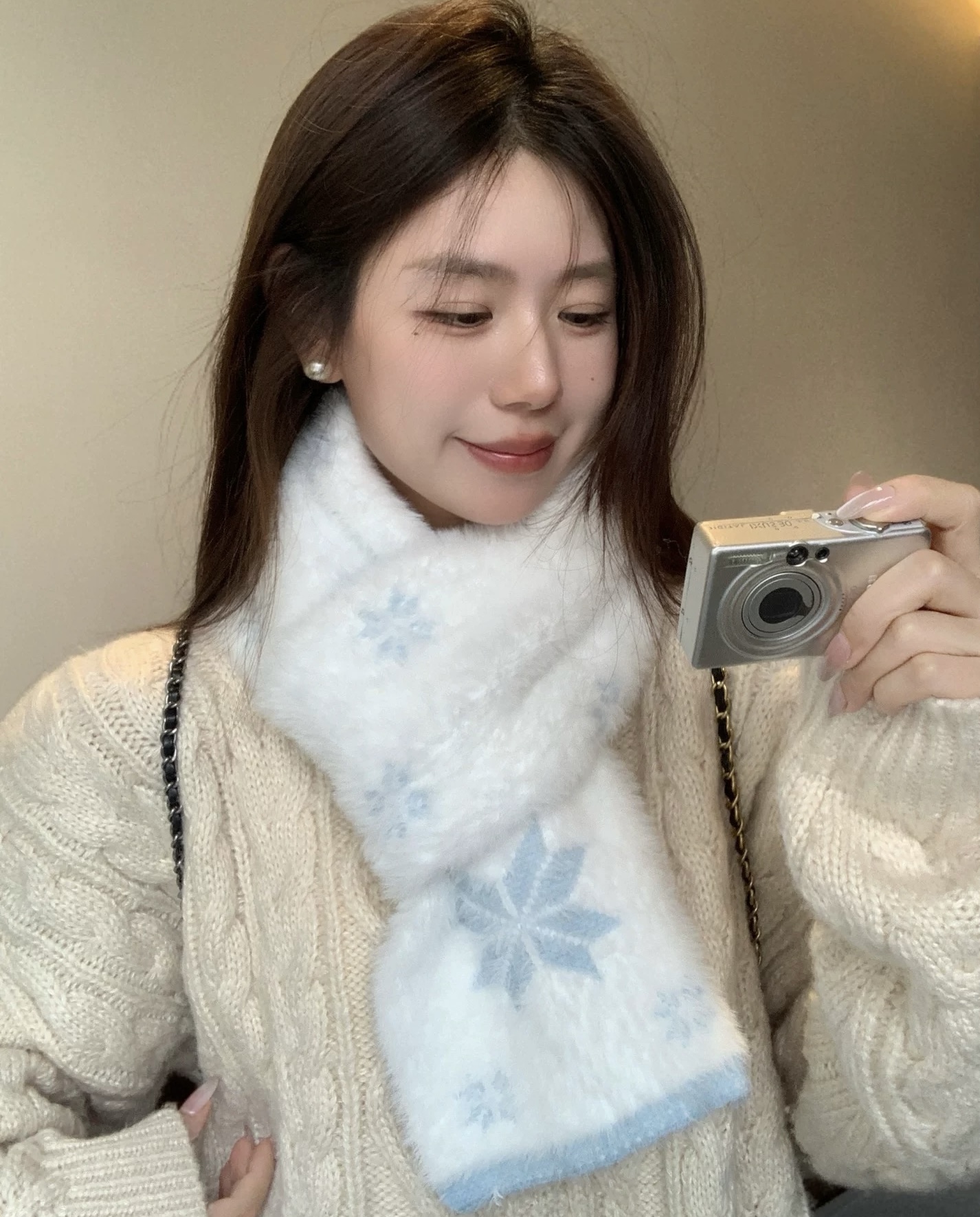 森系百搭保暖女小清新极简风围巾ins围脖加厚韩版