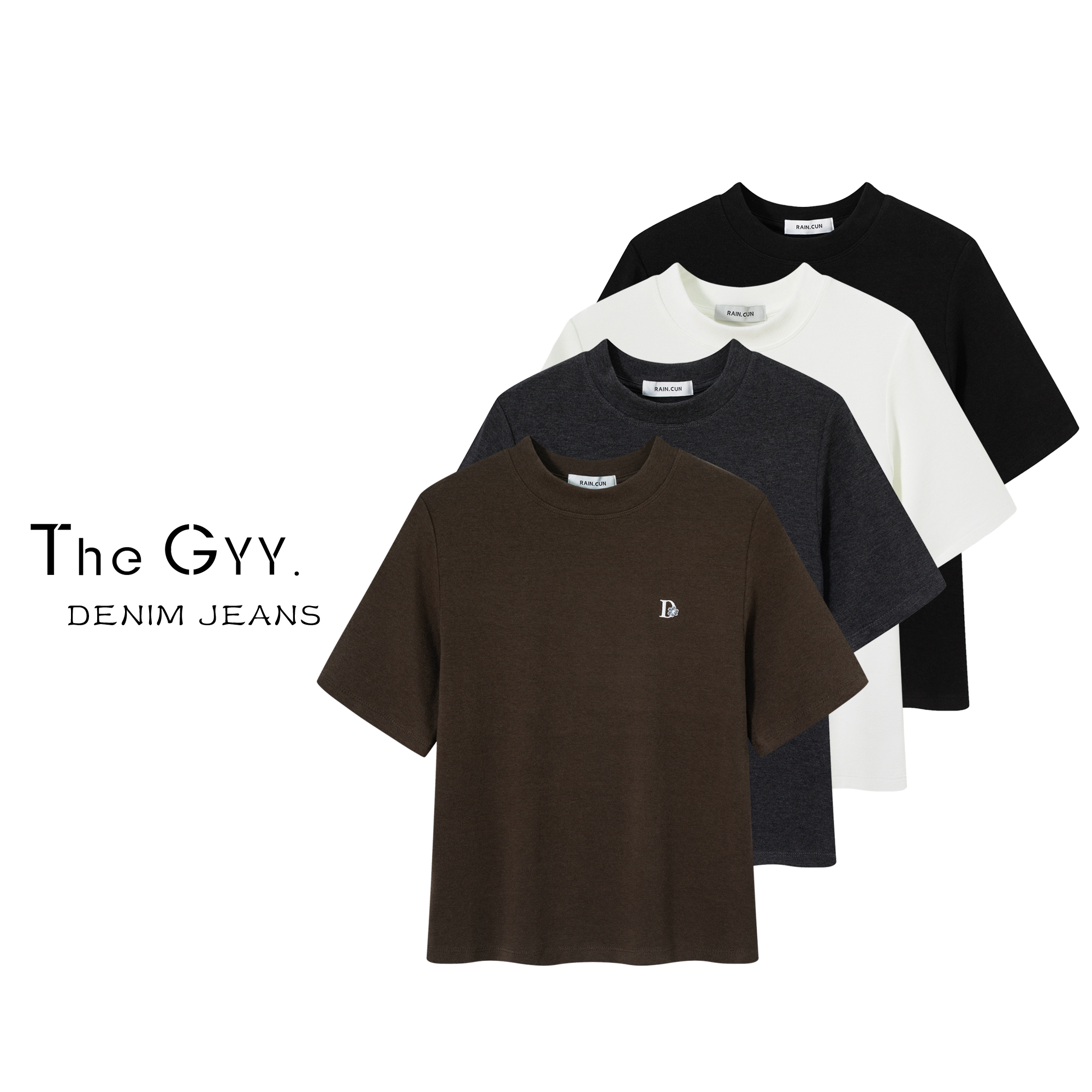 圆领正肩短袖T恤女夏季新运动透气百搭休闲上衣简约打底衫YC11906