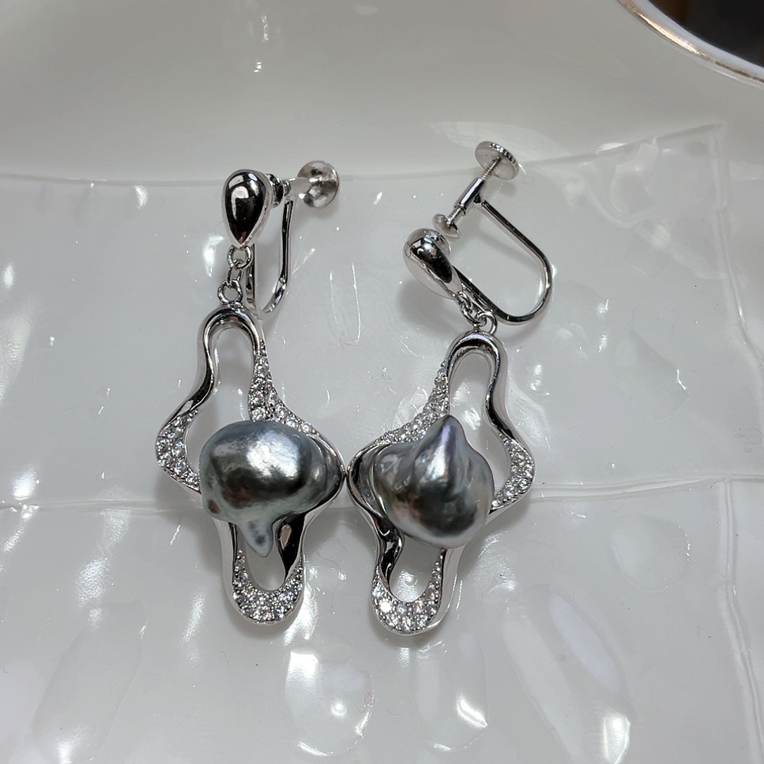 海水珍珠耳饰银S925镶嵌V****
