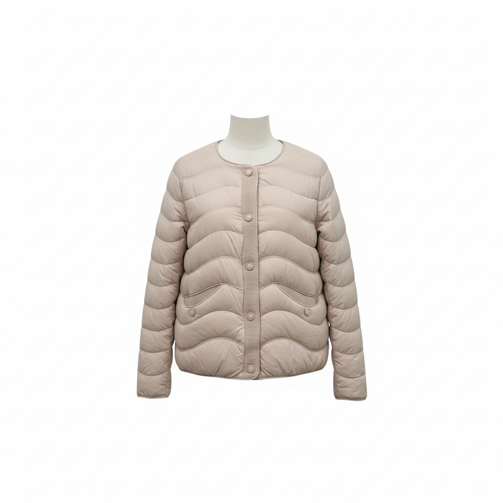 轻薄短款简约羽绒服女2025冬季新款时尚圆领宽松90白鸭绒保暖外套