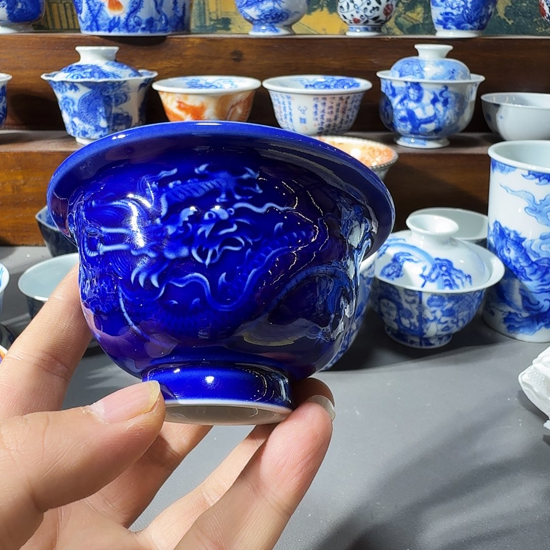 泥塑主人杯手工手绘微开片