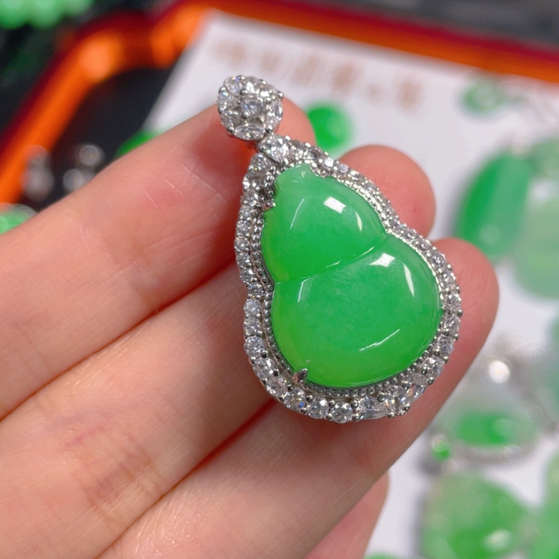 翡翠银S925镶嵌吊坠(不含链)