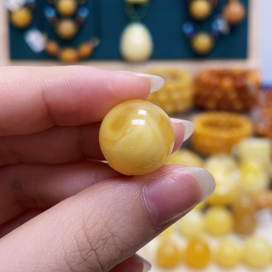 蜜蜡未镶嵌珠宝奇石16.3mm妖花圆珠