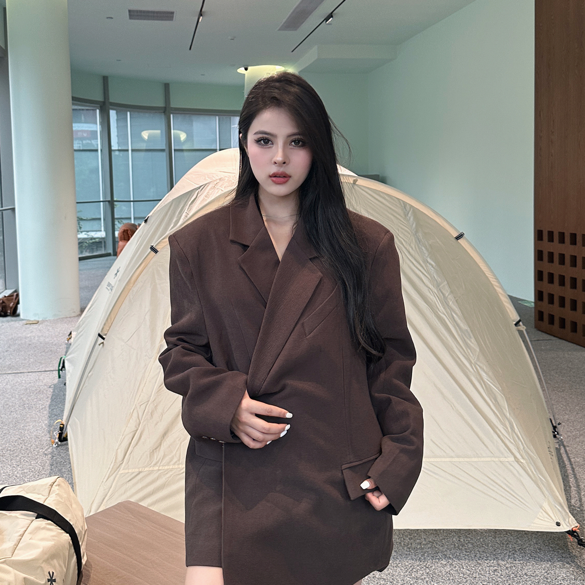 极简大牌设计感秋季新款韩版小众廓形西装外套净版可侧扣西服