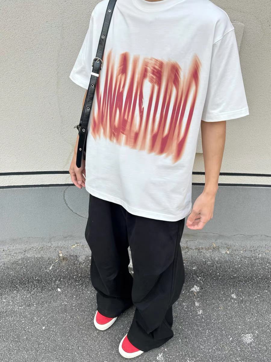 面料真的特别的好～红色幻影字母短袖T恤 男女同款（微瑕）