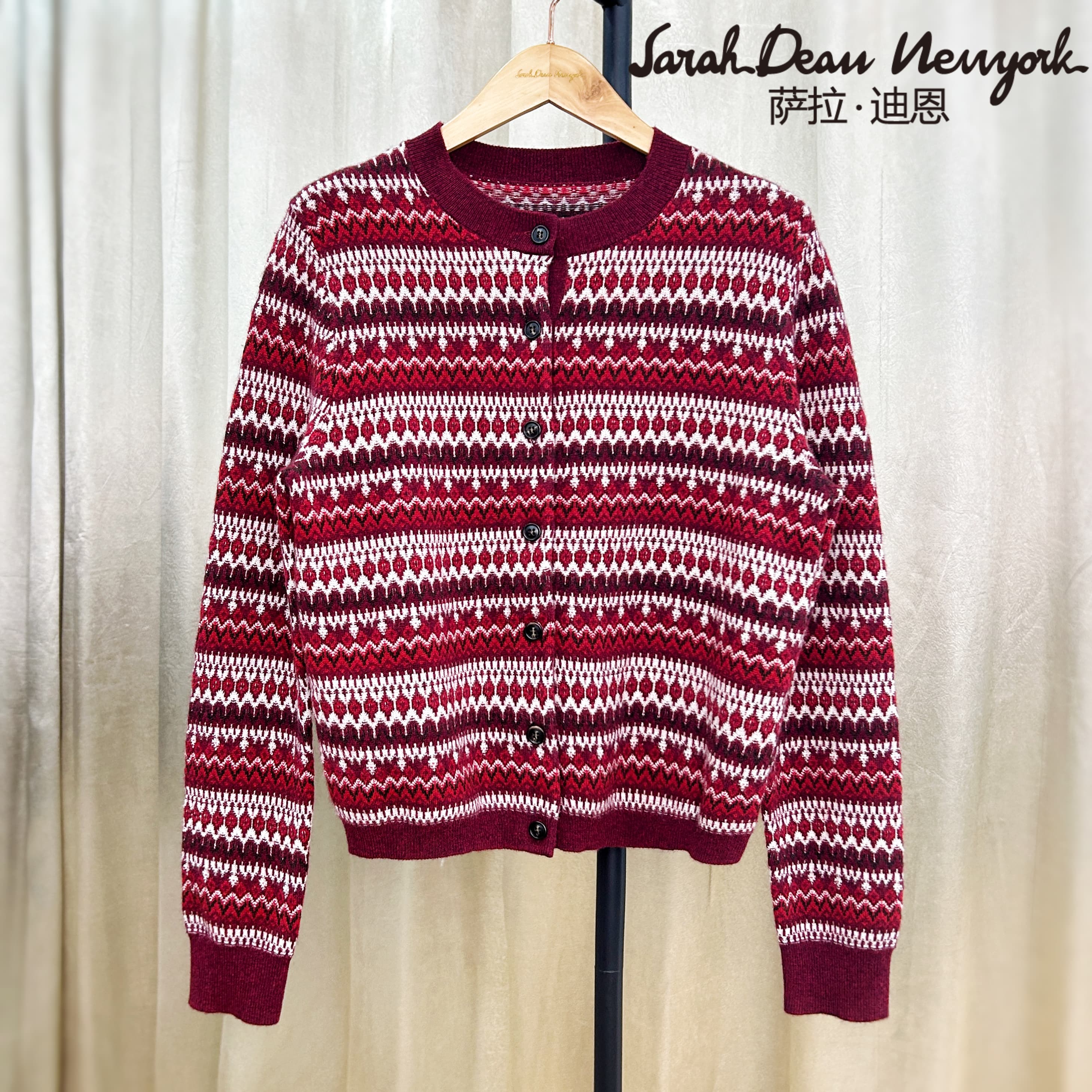 【萨拉迪恩】羊绒衫费尔岛针织休闲百搭圆领时尚长袖