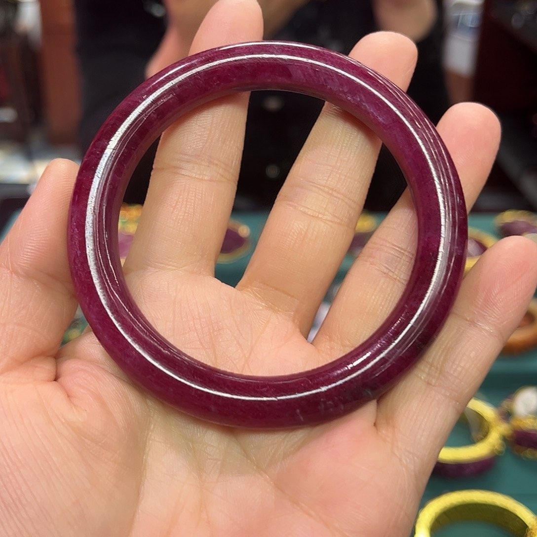 红宝石未镶嵌手镯天然原矿红宝石手镯60圈口