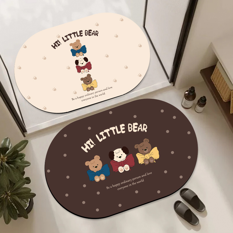 点点熊卡通浴室吸水地垫软硅藻泥卫生间门口防滑脚垫厕所速干地毯