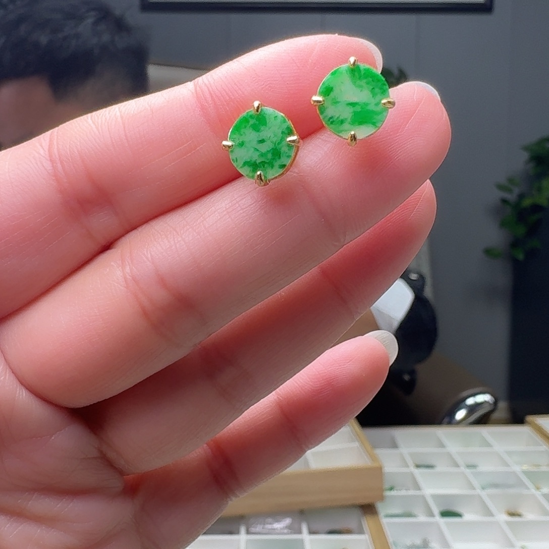 翡翠银S925镶嵌耳饰多样性发货其一