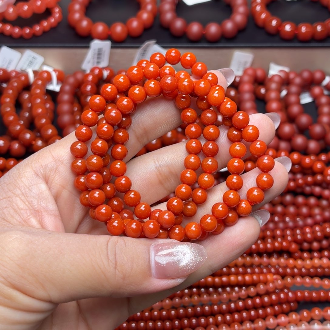 洺***骐玛瑙/玉髓天然玛瑙手串单圈未镶嵌