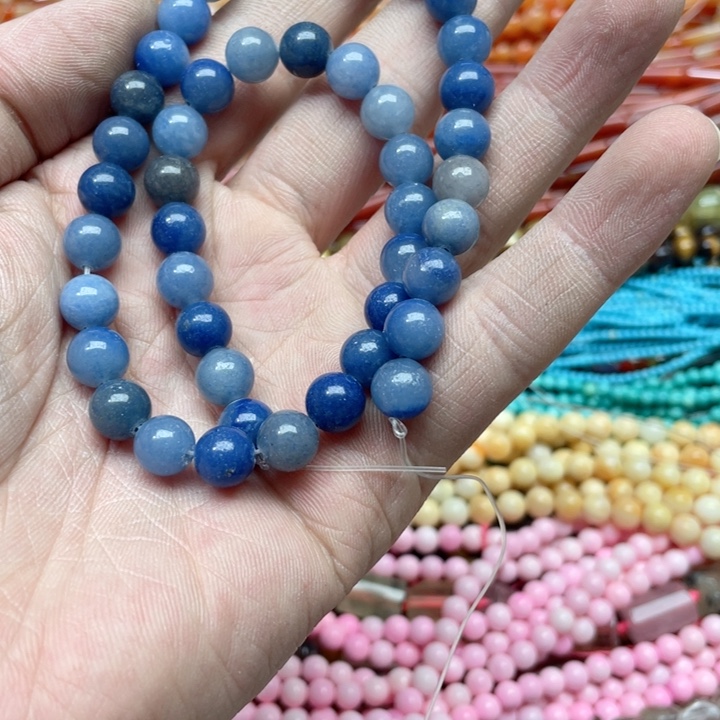 玛瑙/玉髓合金珠宝半成品一条8mm蓝东邻