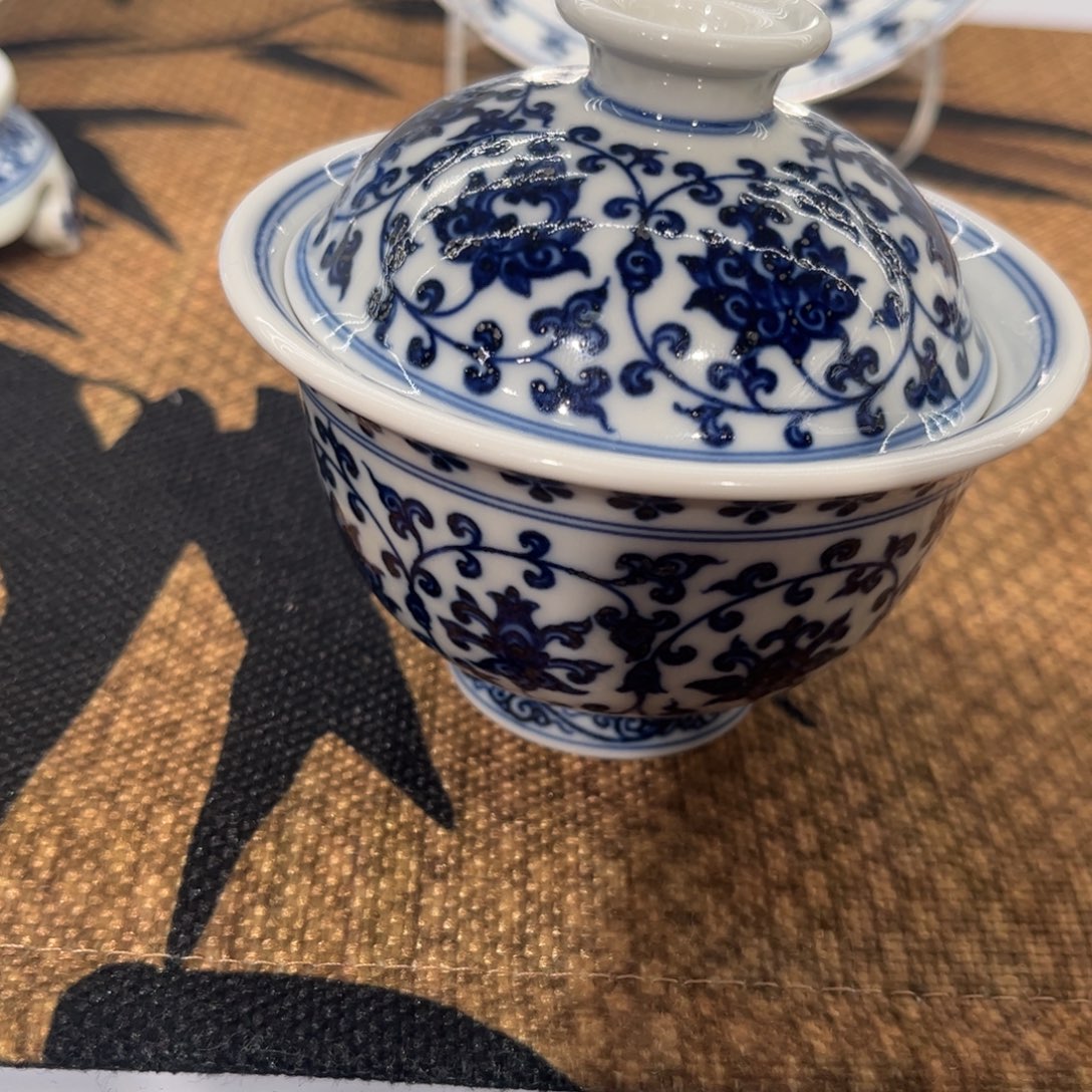 黄***铁手工手绘盖碗盖碗