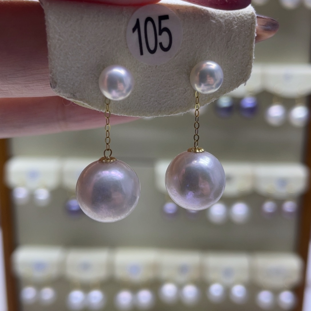 淡水珍珠耳饰18K金镶嵌