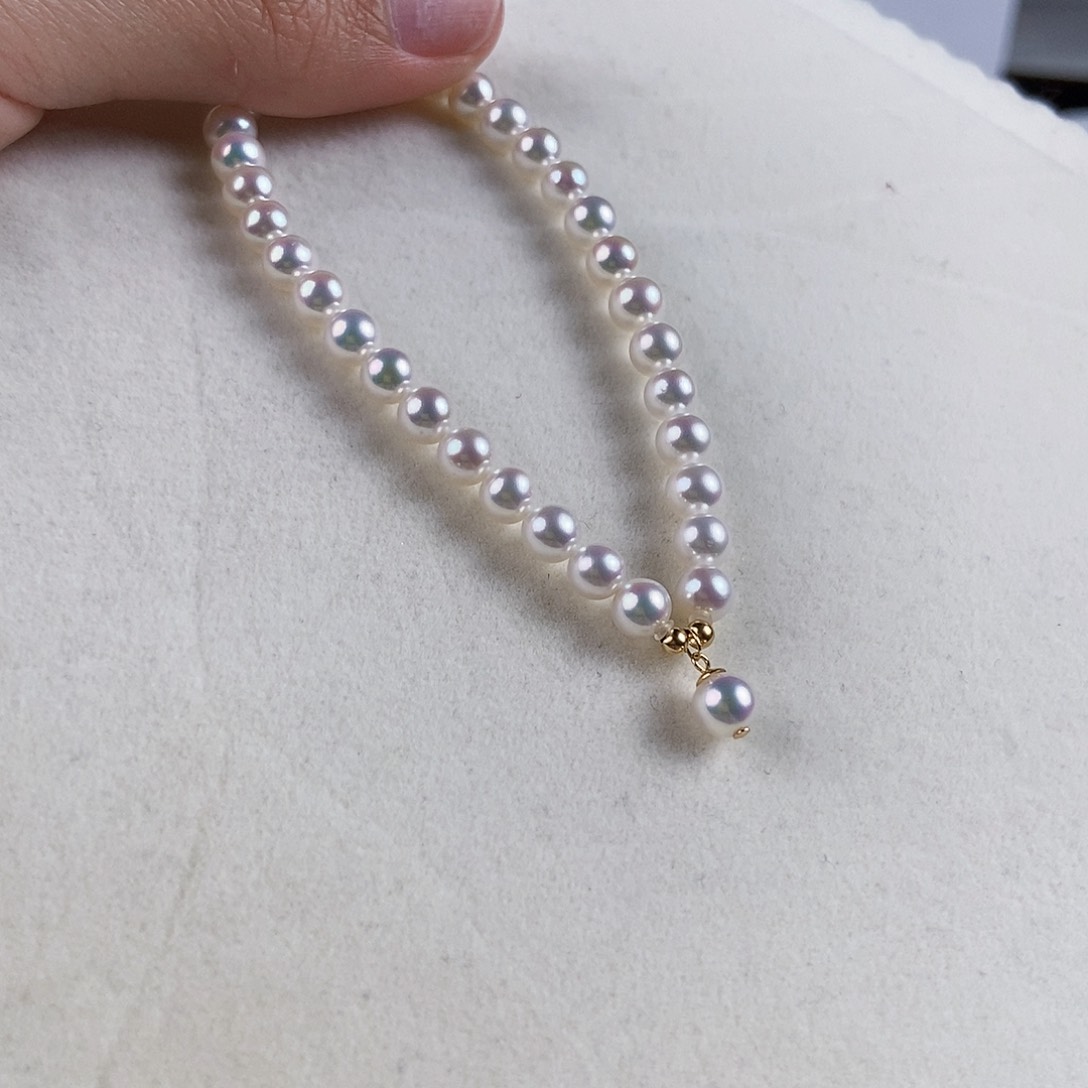 淡水珍珠手串18K金镶嵌