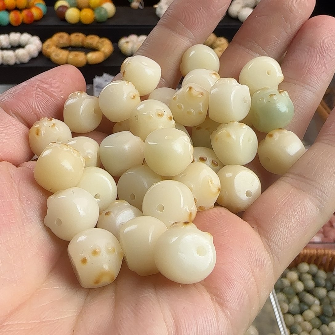 菩提根/象牙果手串卡13蒜瓣炭烤爱心猫爪100颗批发