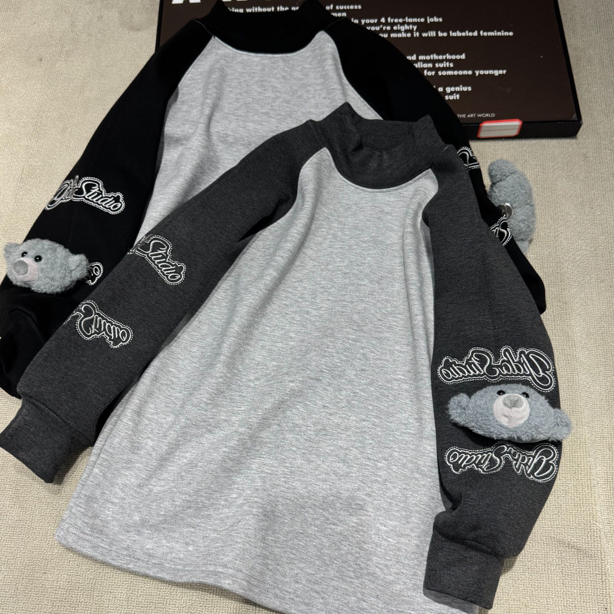 HK潮牌中大童加绒卫衣男女童韩系休闲百搭上衣8625