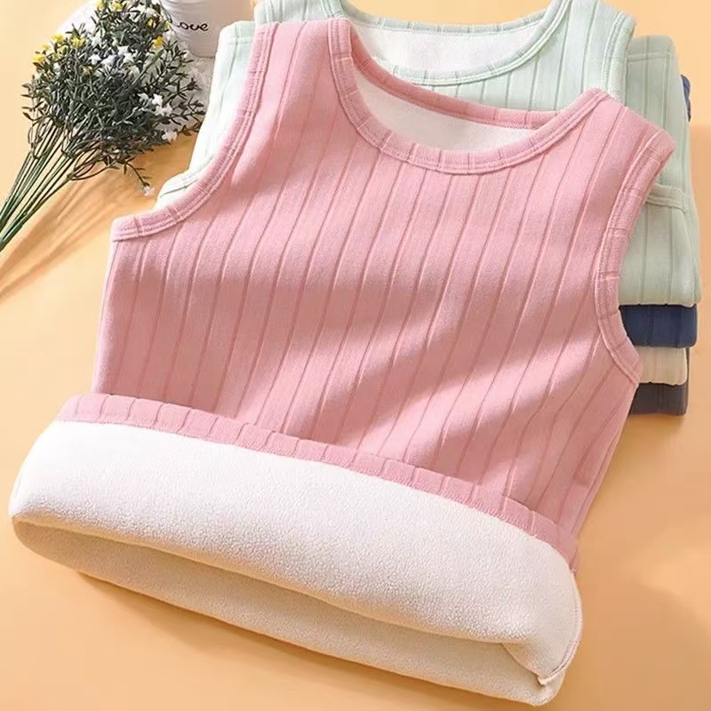 儿童加绒加厚背心男女宝宝保暖贴身内穿秋冬款打底