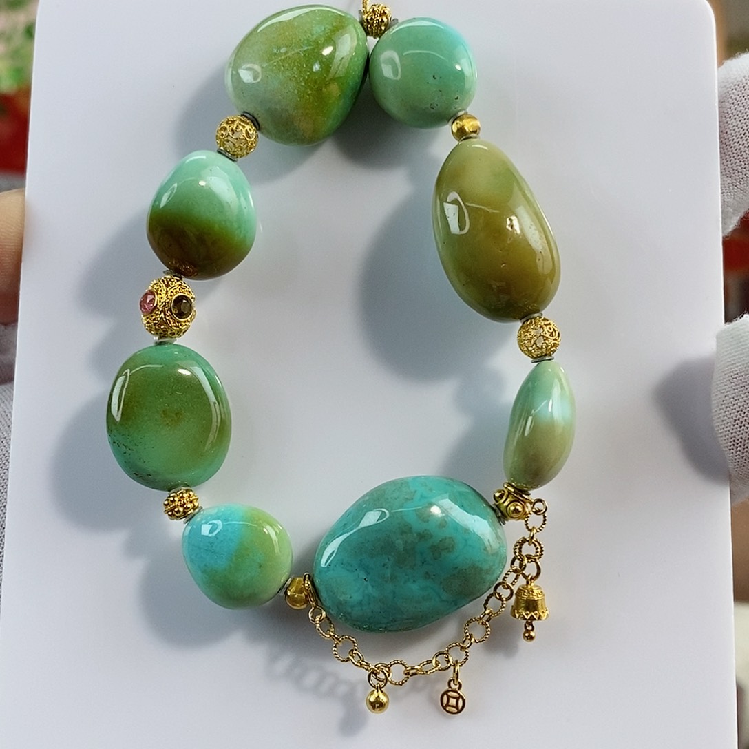 绿松石珠宝奇石18K金镶嵌