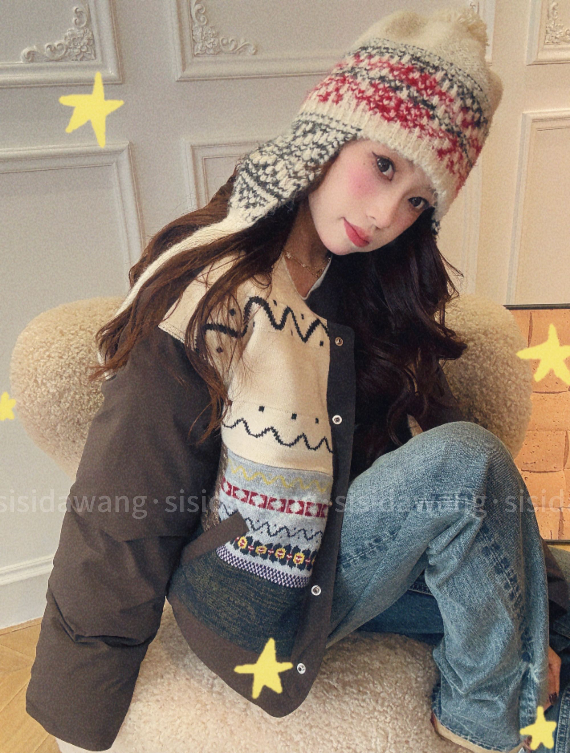 【星瑶慕雪】四四大王冬季羊毛拼接复古舒适双面穿90白鸭绒羽绒服