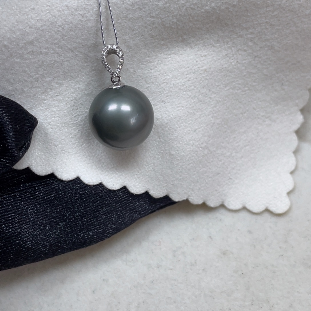 海水珍珠18K金镶嵌吊坠(不含链)12.8mm