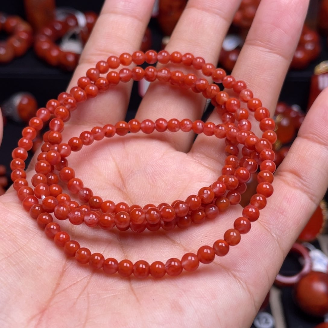 南红玛瑙珠宝奇石未镶嵌多圈4mm