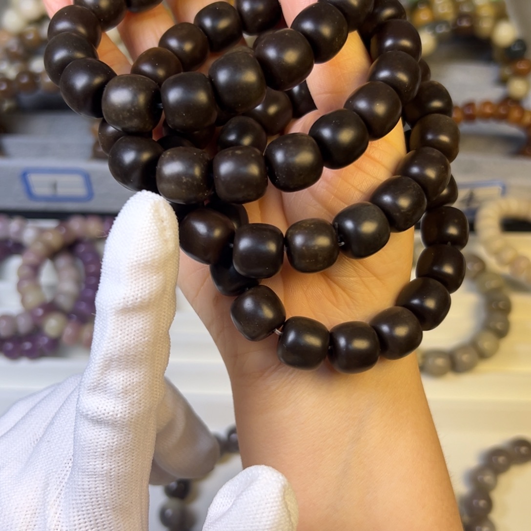 手串菩提根/象牙果黑巧带麻子桶珠卡13+