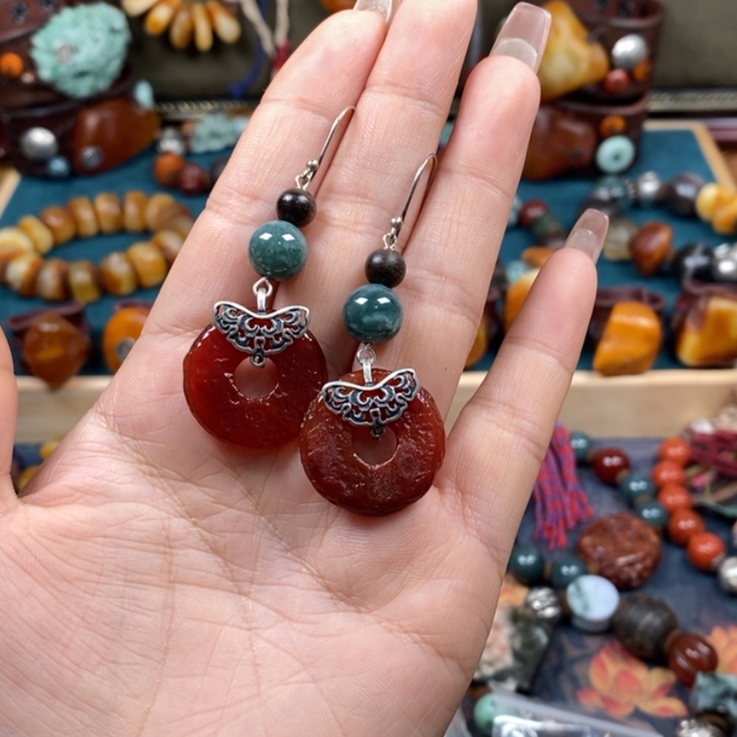 【闪购商品】玛瑙/玉髓耳钉未镶嵌