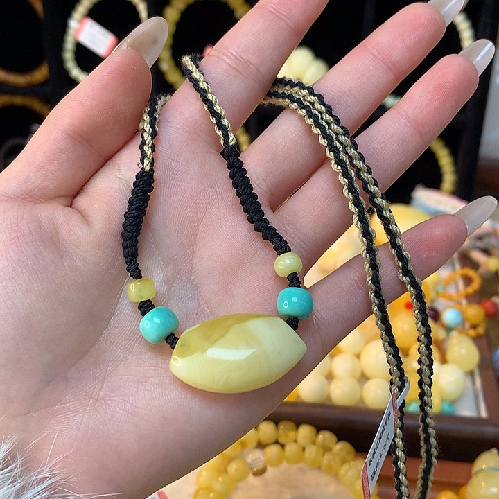 琥珀手链未镶嵌蜜蜡吊坠项链