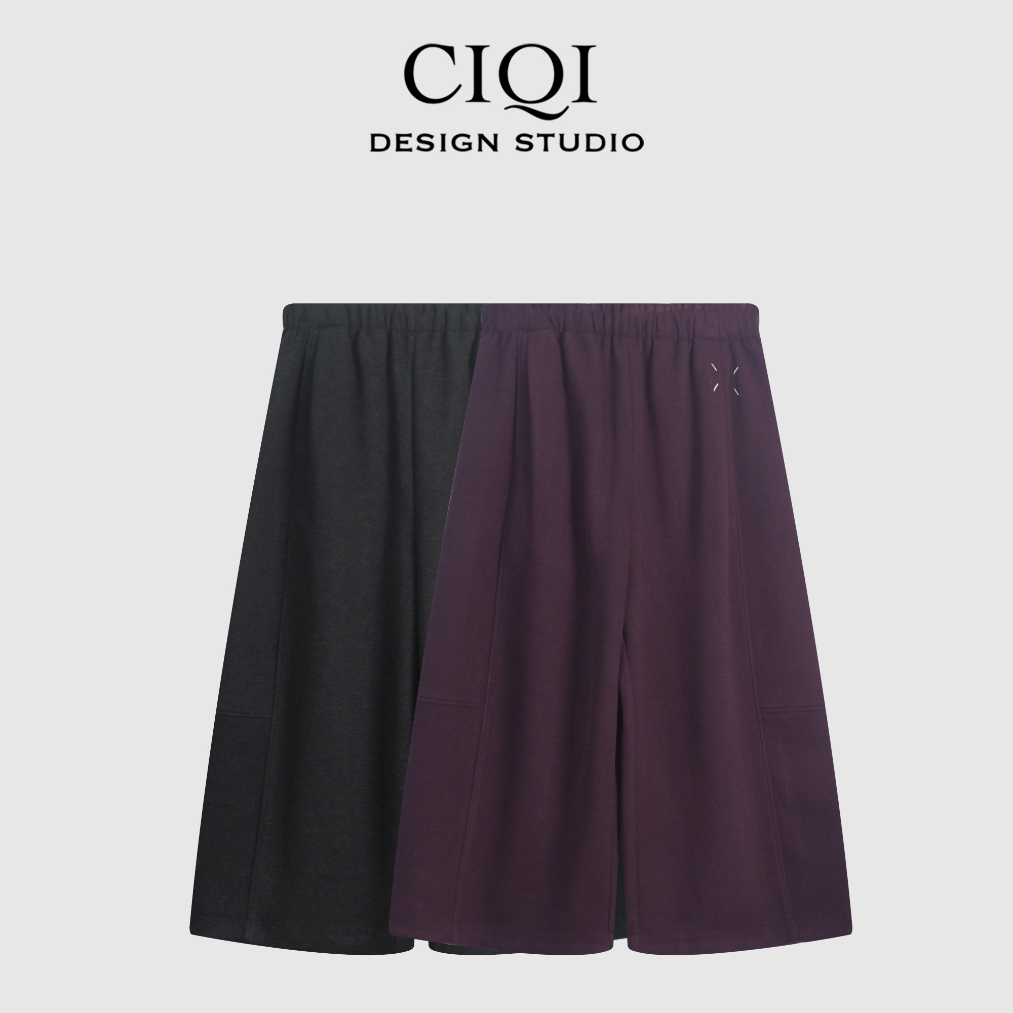 CIQI STUDIO高奢时尚设计感简约舒适显瘦高腰直筒休闲裤886220