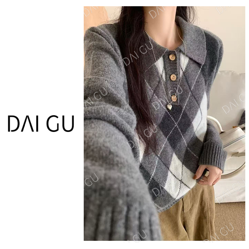 【纯毛菱格】翻领100%羊毛韩系订单品质毛衣女新款B3625