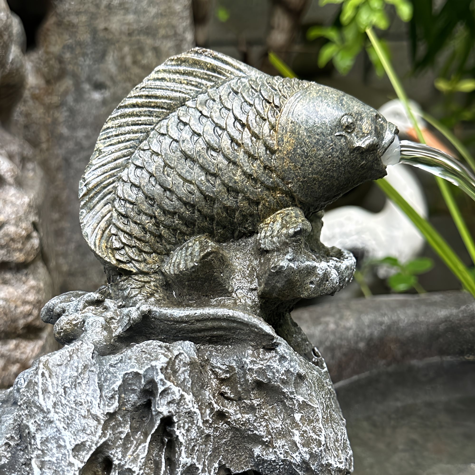 中式园林景观鲤鱼喷泉吐水生态鱼缸增氧富贵有鱼流水招财摆件