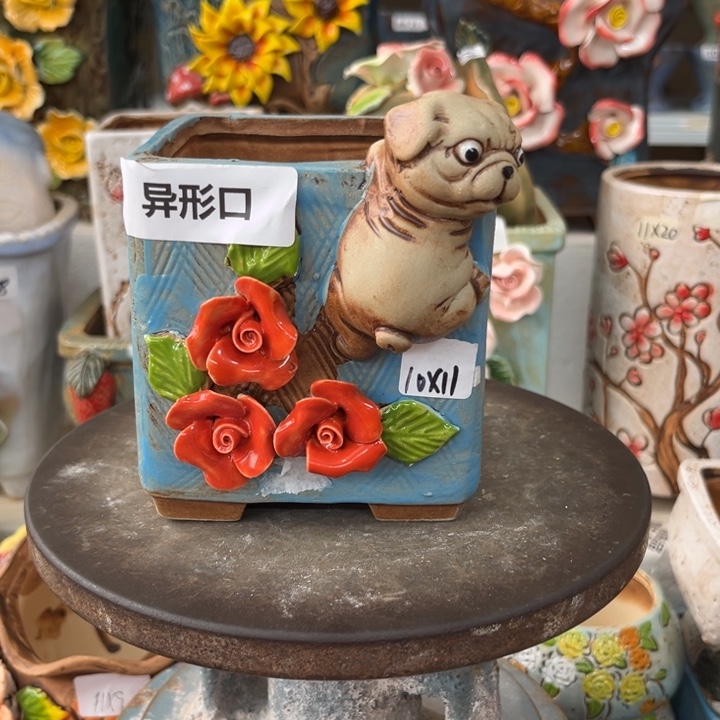 紫砂花盆粗陶材质多肉花盆