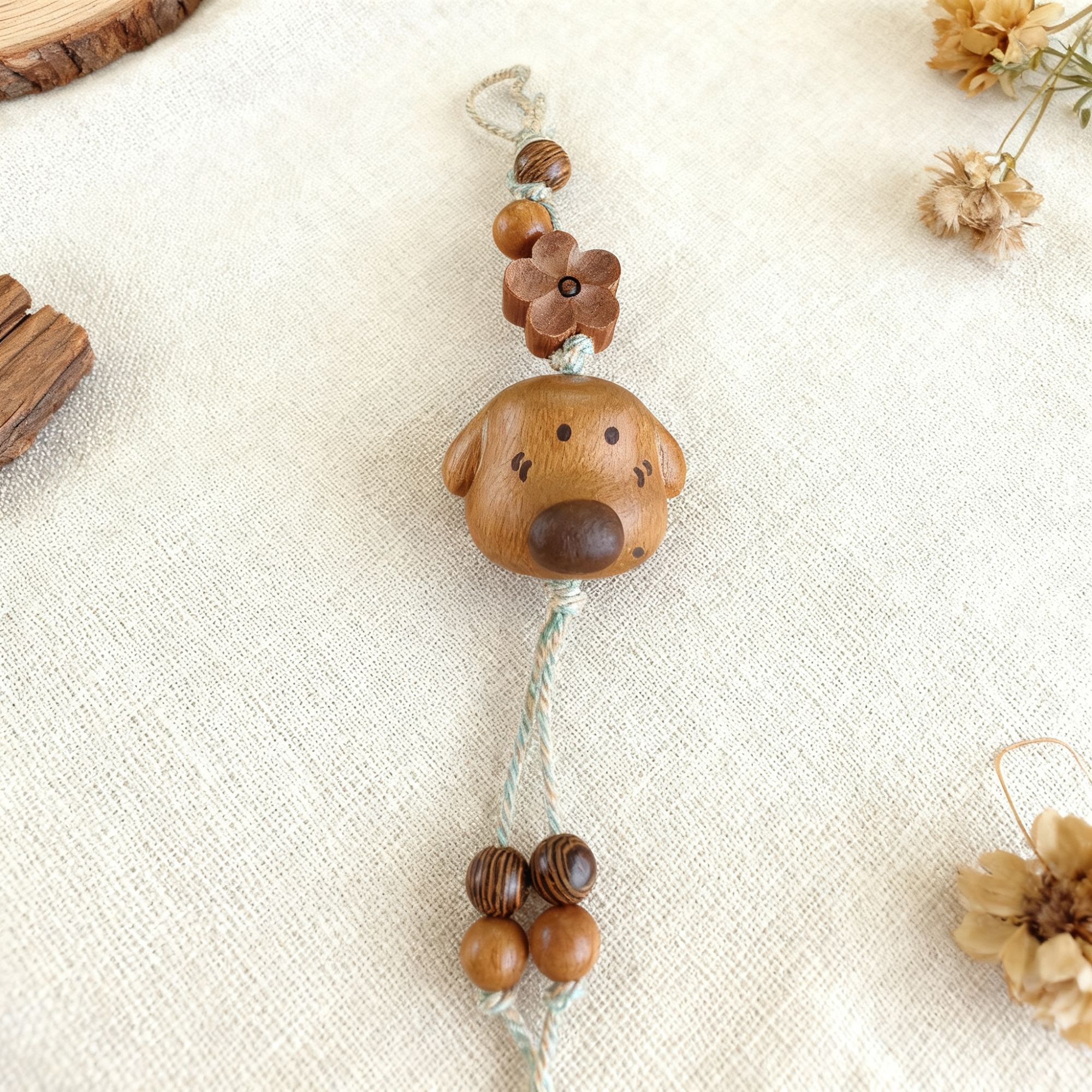 指尖木艺-可爱小狗手机挂件