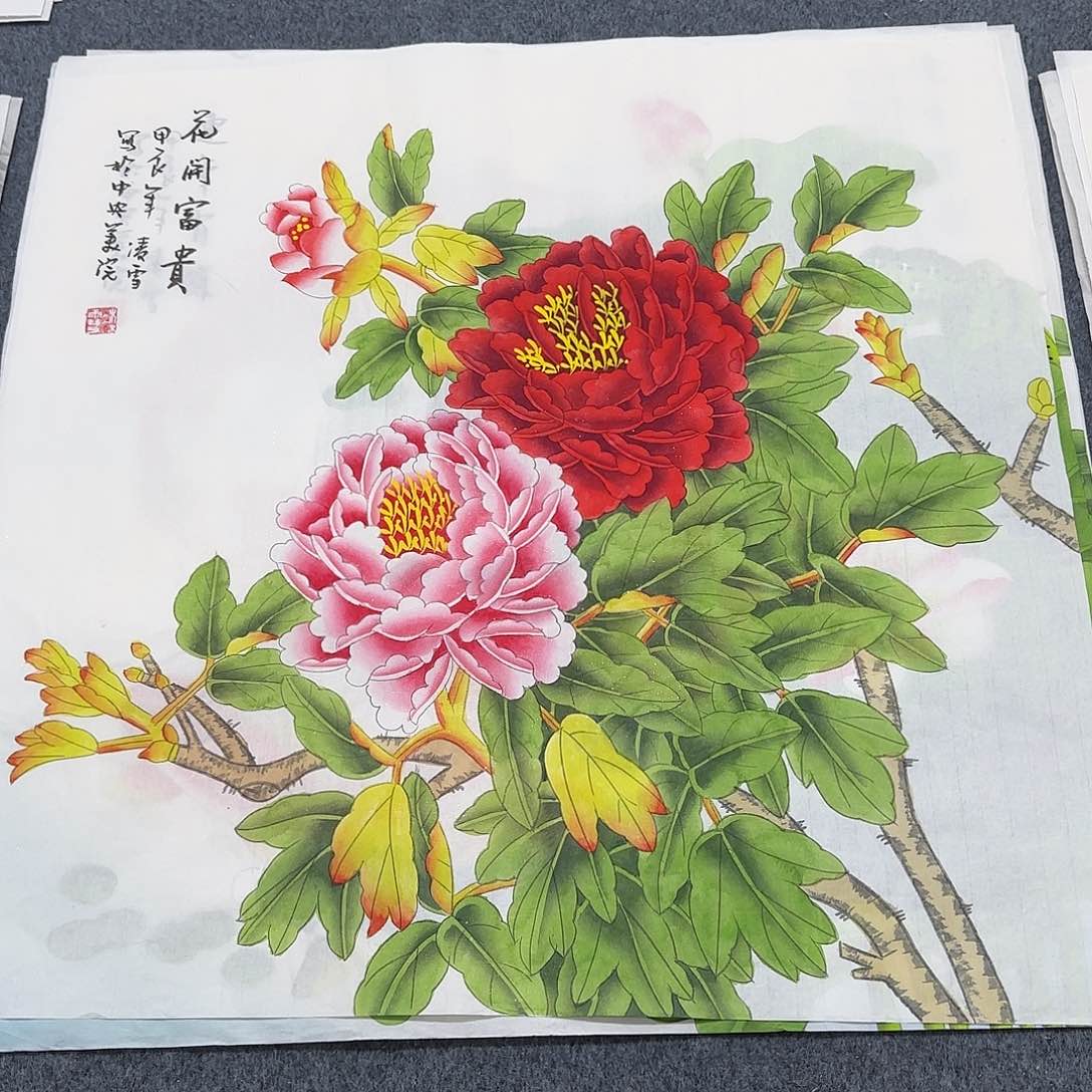 国画尺寸70X70手绘作品 