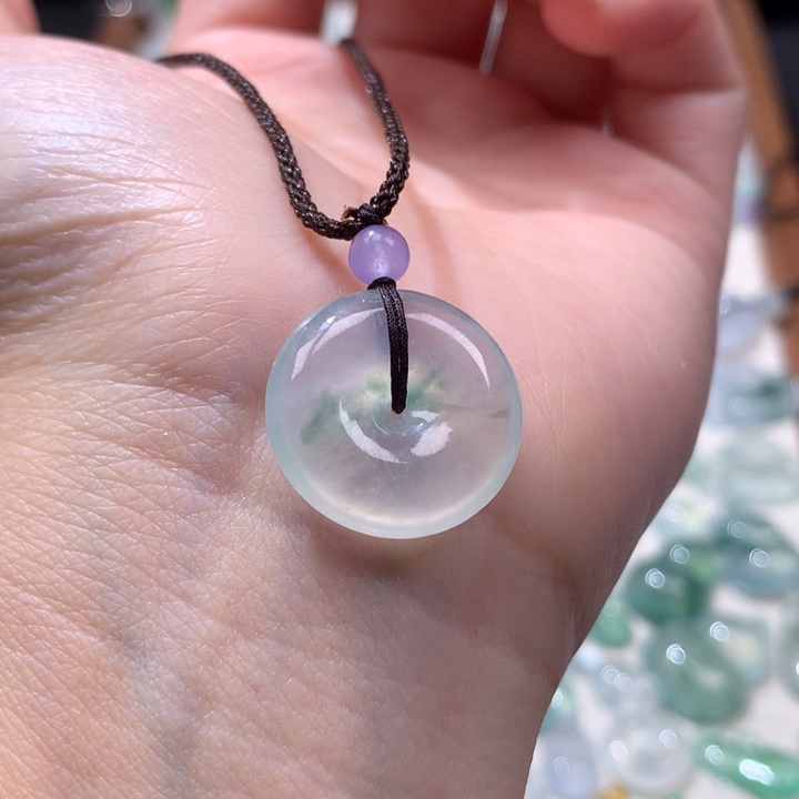 翡翠未镶嵌颈饰冰种飘花平安扣