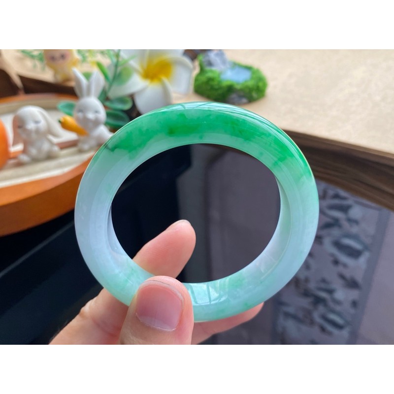 2.21批912号翡翠手镯51.4-11.8-9.3阳绿色镯！充满了绿意盎然的味