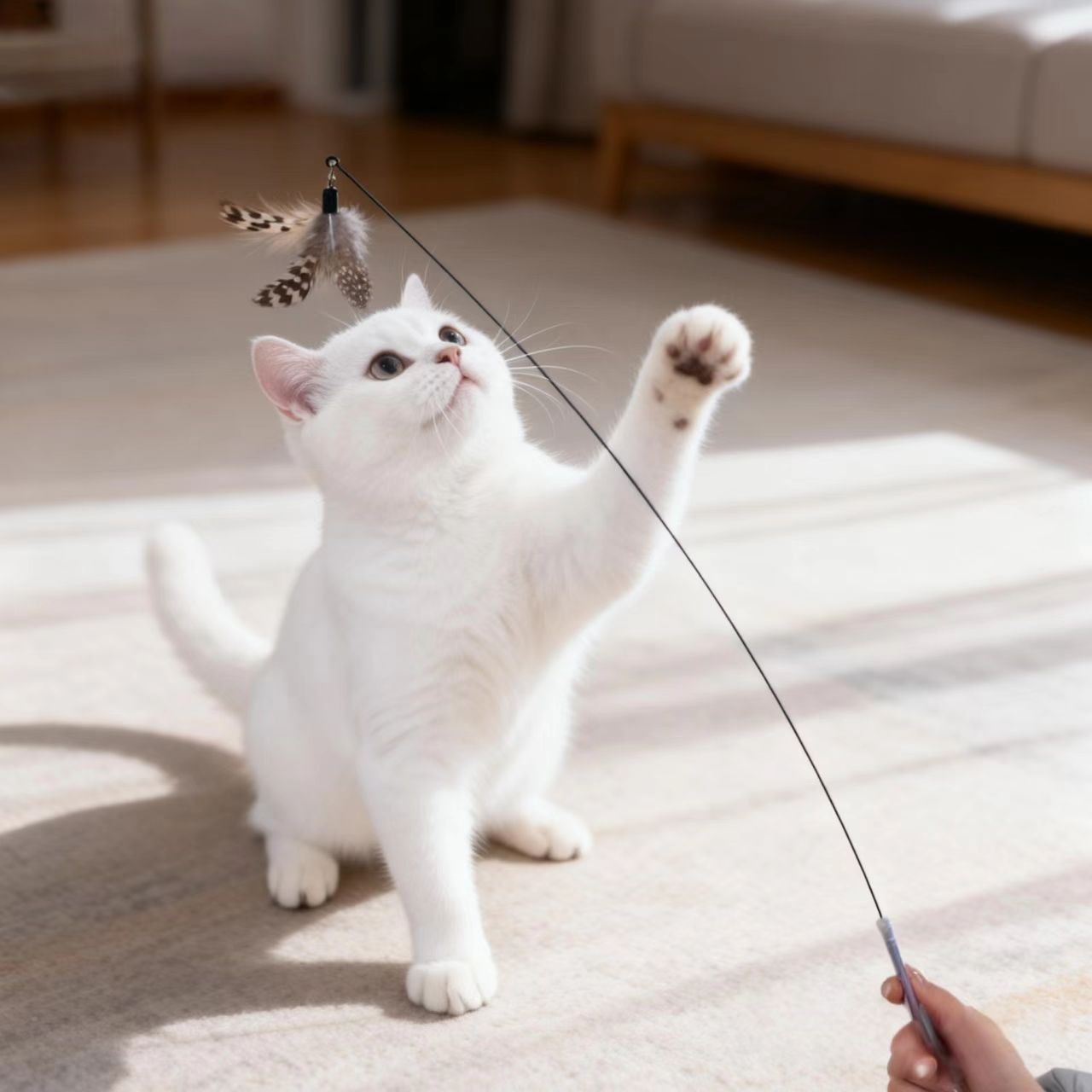 【冲销量-福利价】80cm珍珠鸡毛逗猫棒
