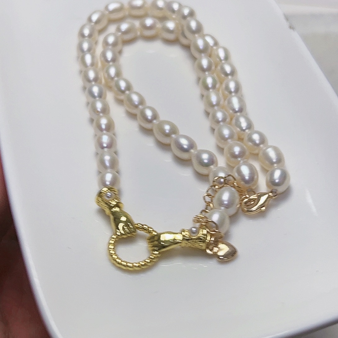 淡水珍珠项链银S925镶嵌