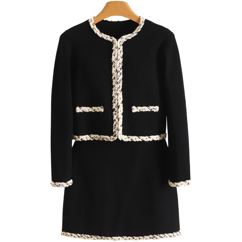 F5577-【力】时尚短外套装饰扣吊带裙两件套#VOH57L009