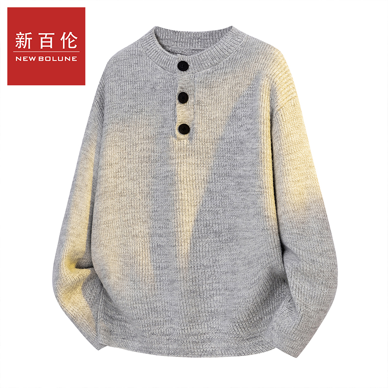 新百伦设计师款秋冬季毛衣纽扣日系复古慵懒风上衣宽松潮牌针织衫